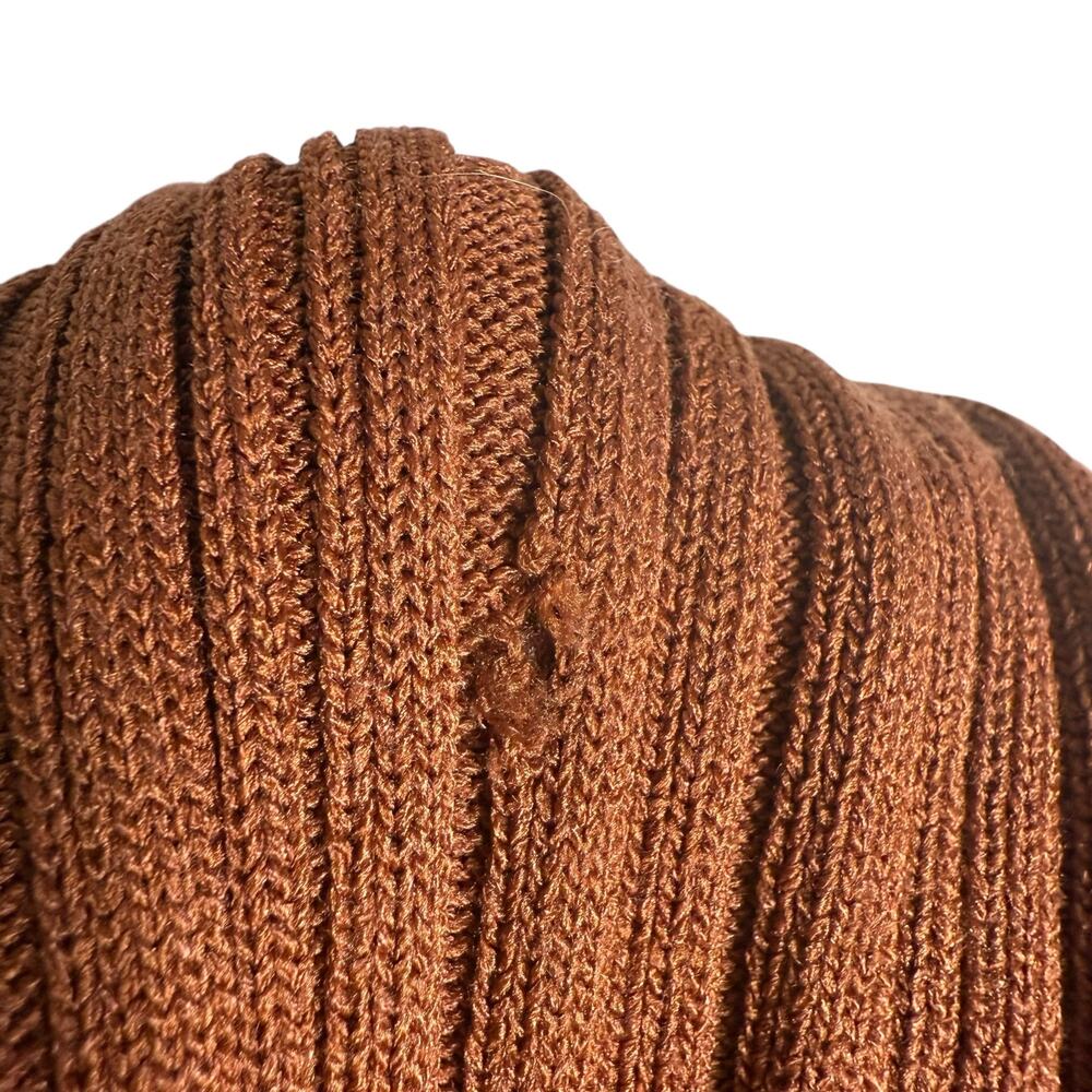 Adam Lippes Rust Ribbed Knit Side Button Long Sleeve Sweater Midi Dress Size S - Picture 16 of 16